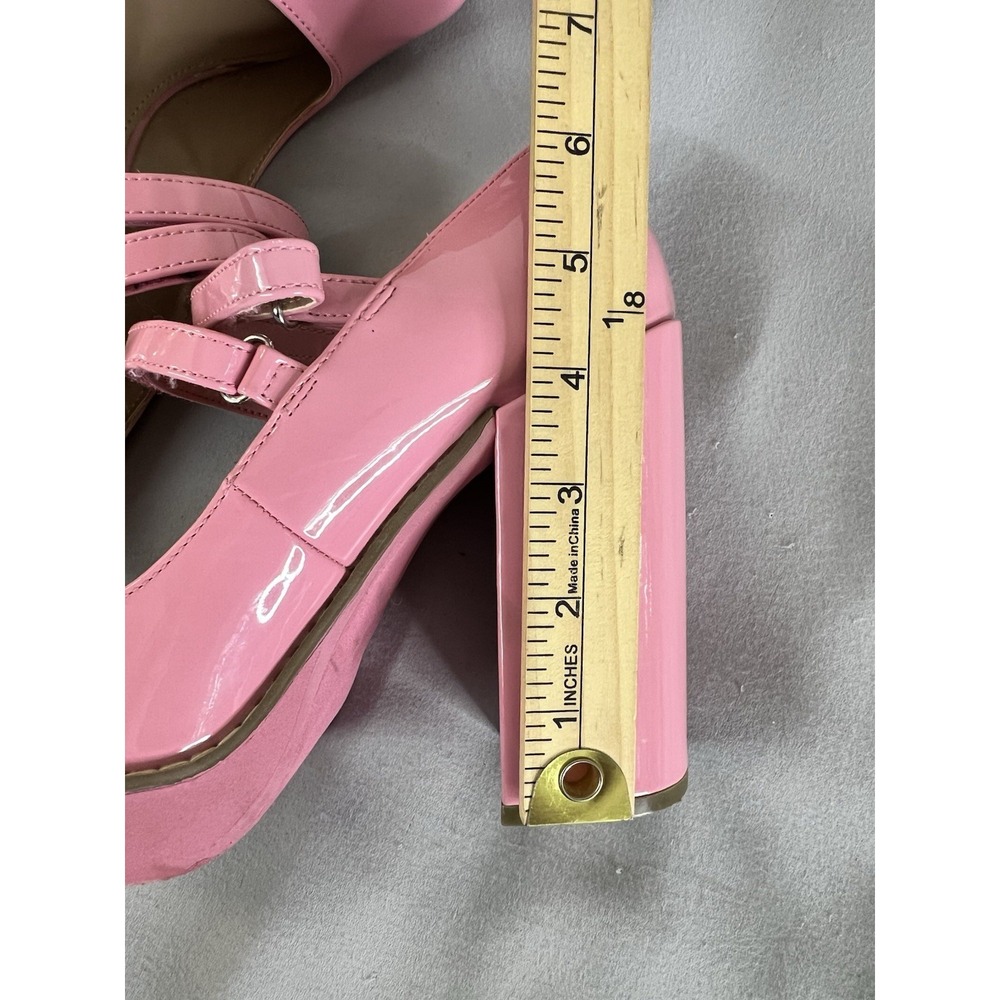 STEVE MADDEN Platform Twice Patent Babydoll Mary Jane Chunky Square Heel Sz 6.5 - Picture 12 of 15